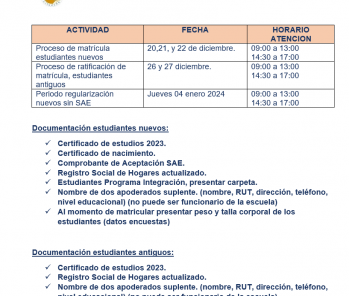 Fechas Matriculas 